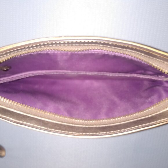 Coach Gold Metallic Leather Clutch Wristlet - Picture 7 of 11